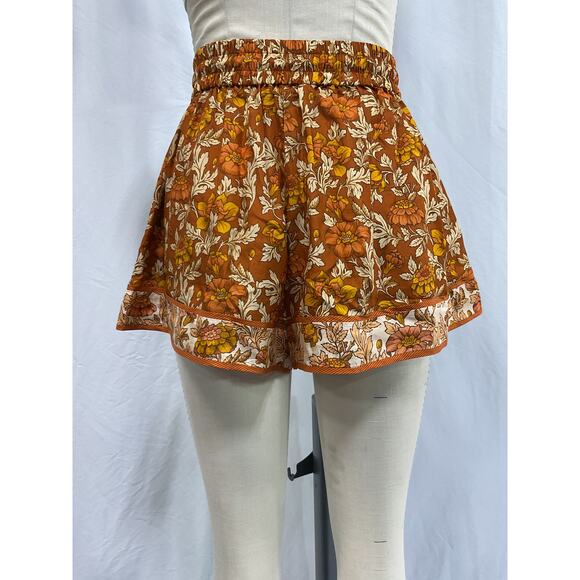 Zimmermann 'Andie' Red Silk Floral-Print Silk Shorts Size 0 - Picture 2 of 4